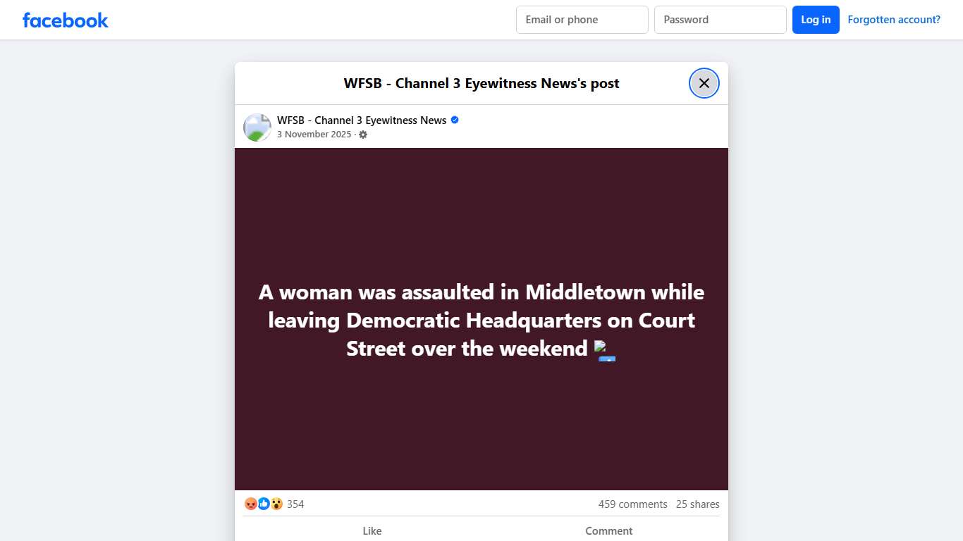 A woman was assaulted... - WFSB - Channel 3 Eyewitness News Facebook